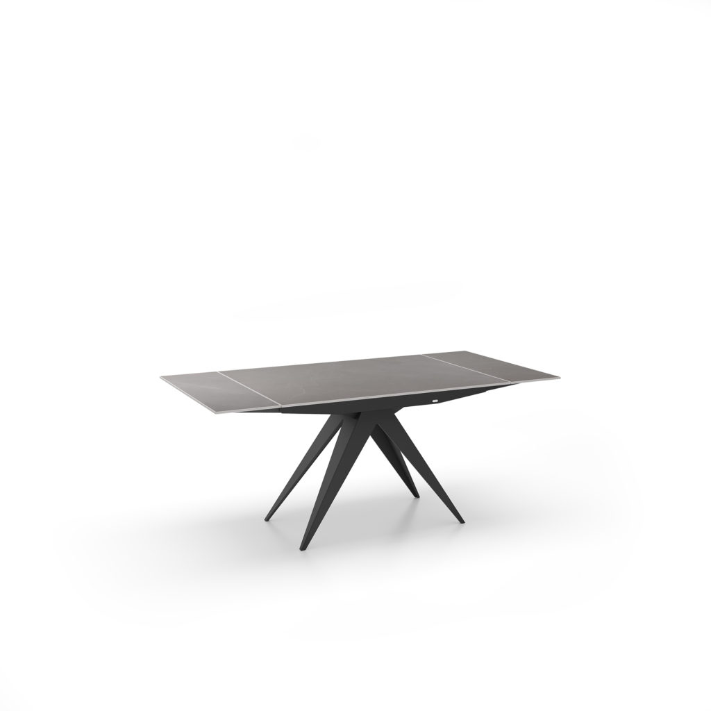 Allungabile 120 con top pietra baltica, binario e base nero